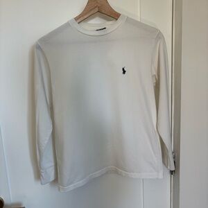 Vintage Ralph Lauren White 3/4 Sleeve Tee with Navy Logo